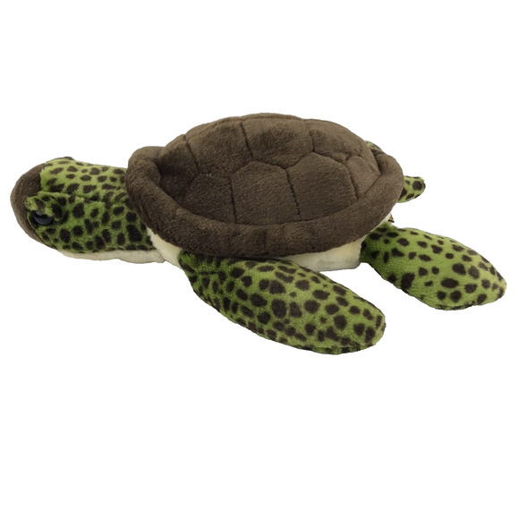 Wild Republic Sea Turtle Plush Brown Shell Green Speckled Body Tortoise 13" 2010 - Picture 4 of 11